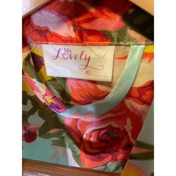 Ms Lovely Blue Floral Long Sleeve Robe SZ Extra Large - Picture 4 of 8